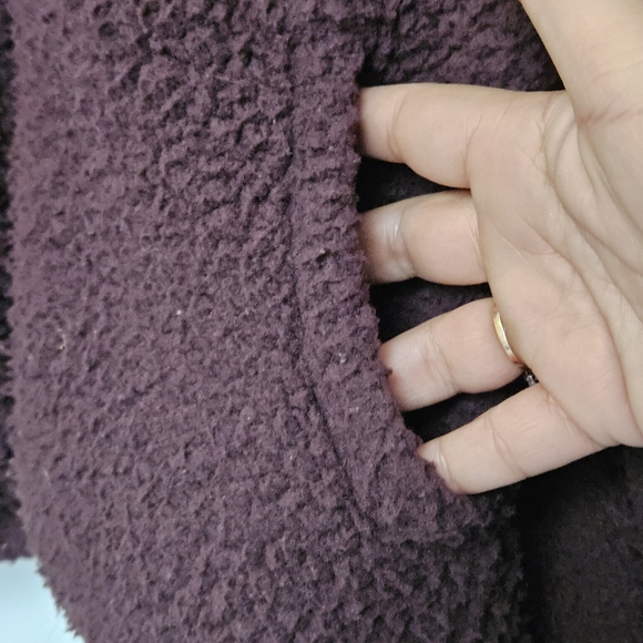 Old Navy Sz L Oversized Slouchy Cozy Dark Brown Sherpa Fleece  Zipper Jacket - Picture 4 of 16